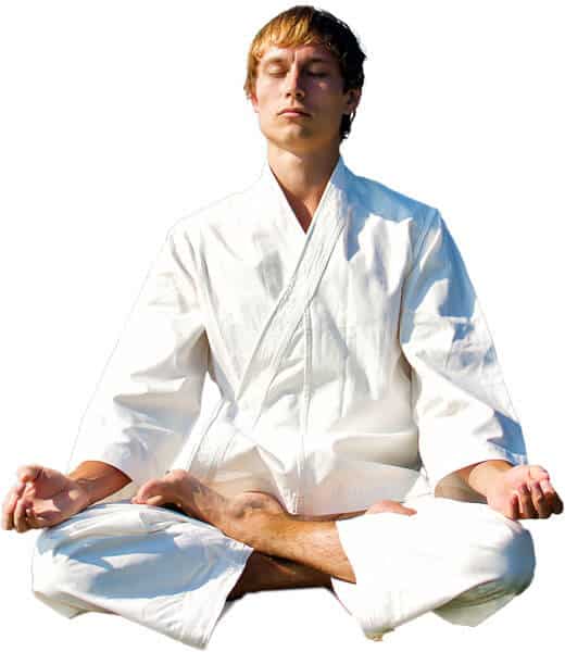 Martial Arts Lessons for Adults in Danvers MA - Young Man Thinking and Meditating in White